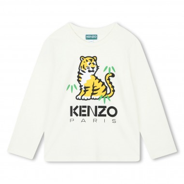 Kenzo T-SHIRT LONG SLEEVES WITH PRINTING Cream - Kenzo K15705-121-Pa-kenzo2324