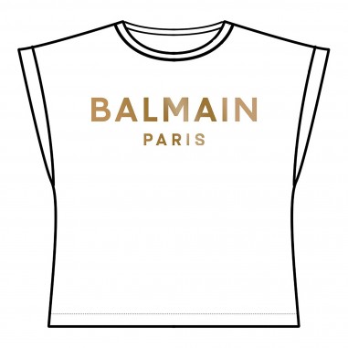 Balmain Kids T-SHIRT Bianco CON APPLICAZIONE ORO - BALMAIN KIDS BU8B82Z0057100OR-Bi-balmain24