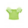 RIBBED+TULLE CROPPED TOP LIME GREEN - MONNALISA
