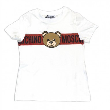 Moschino Kids T-SHIRT BIANCO OTTICO - MOSCHINO KIDS HUM04QLAA03 10101 -Bi-moschino24