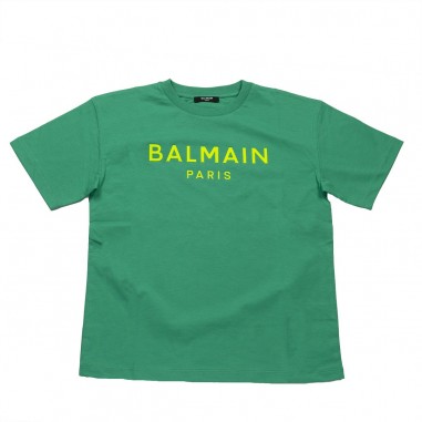 Balmain Kids T-SHIRT Verde Giada stampa Giallo - BALMAIN KIDS BU8Q71Z0082709GL-Ve-balmain24
