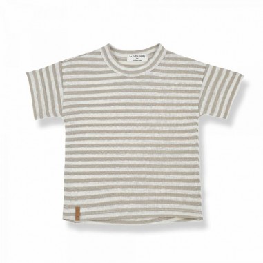 1+ In the Family SHORT SLEEVE T-SHIRT WITH LINE BEIGE/IVORY - 1+ IN THE FAMILY CESARbeige-ivory-Mu-1+inthe24